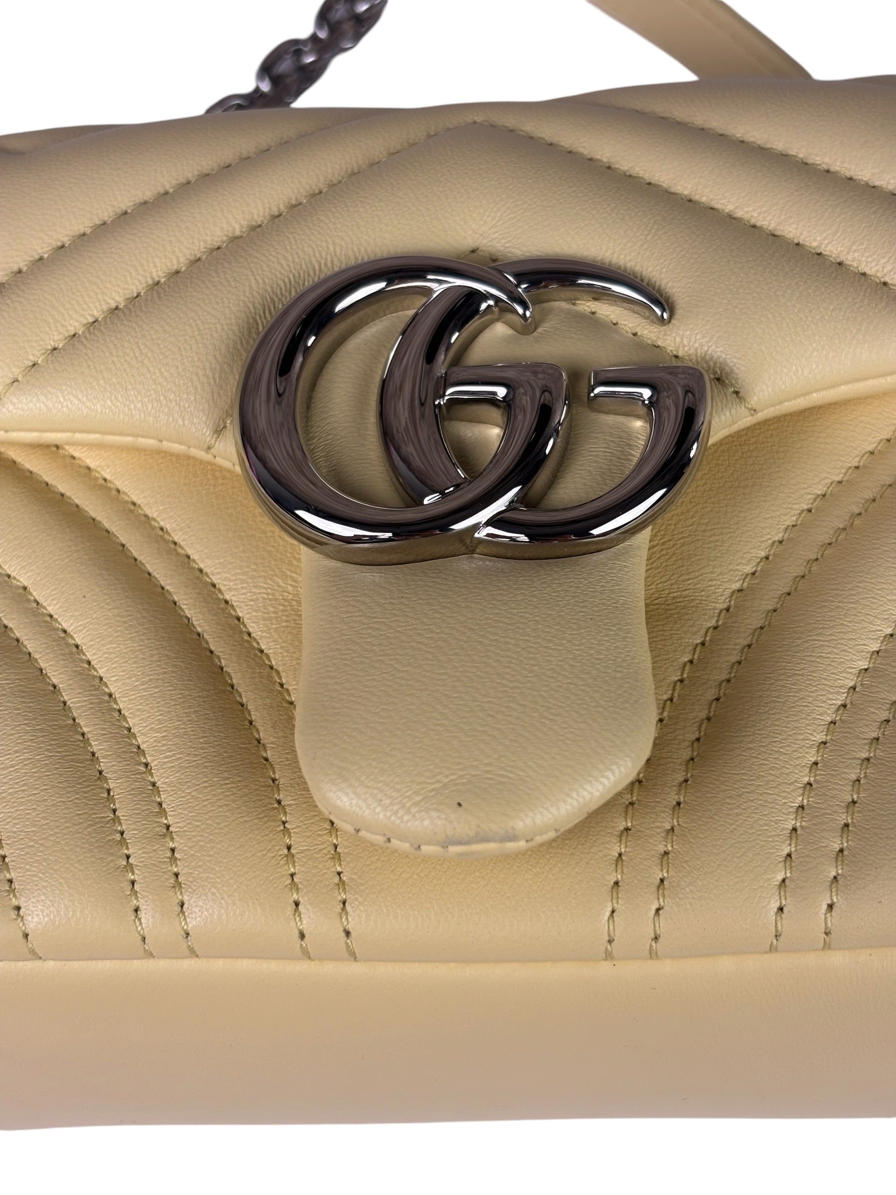 Gucci Yellow Leather Matelasse Marmont Shoulder Bag