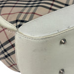 Burberry White Leather Trim Nova Check Shoulder Bag
