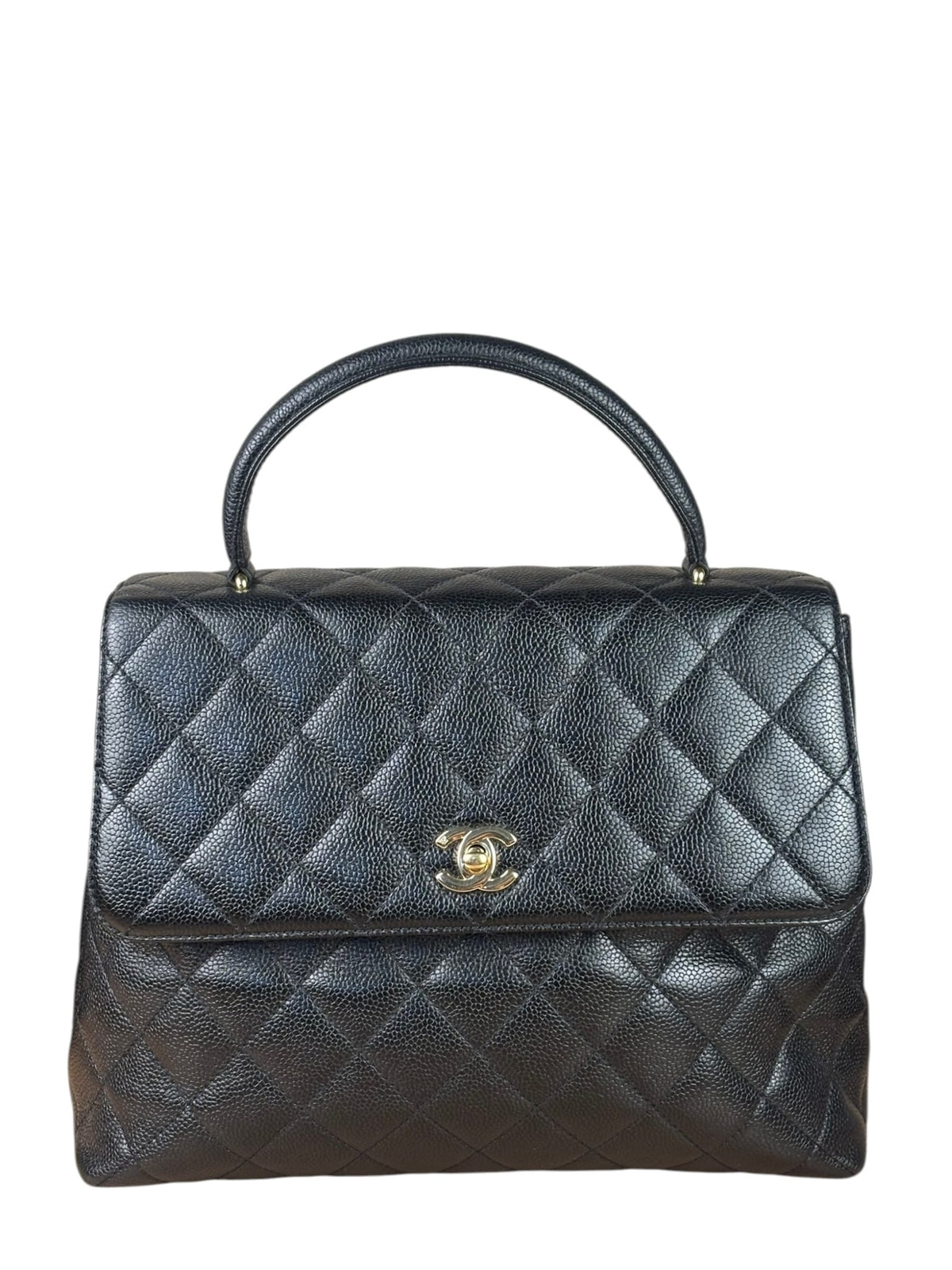 Chanel Black Caviar Quilted Medium Top Handle Bag 2000