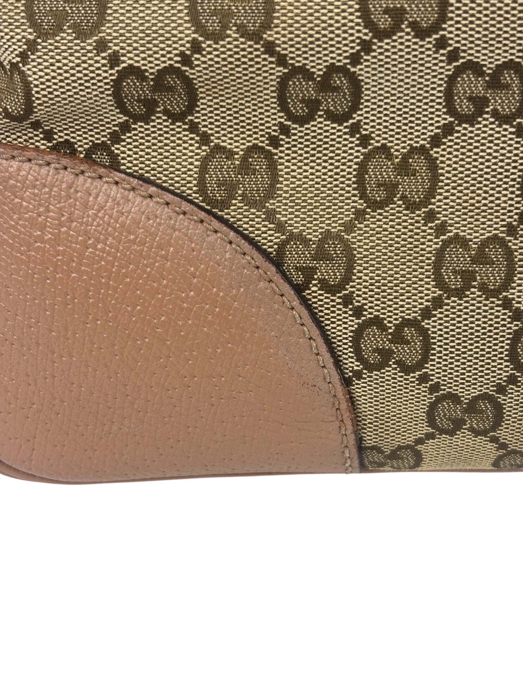 Gucci Beige/Pink Leather Trim Bree Shoulder Bag
