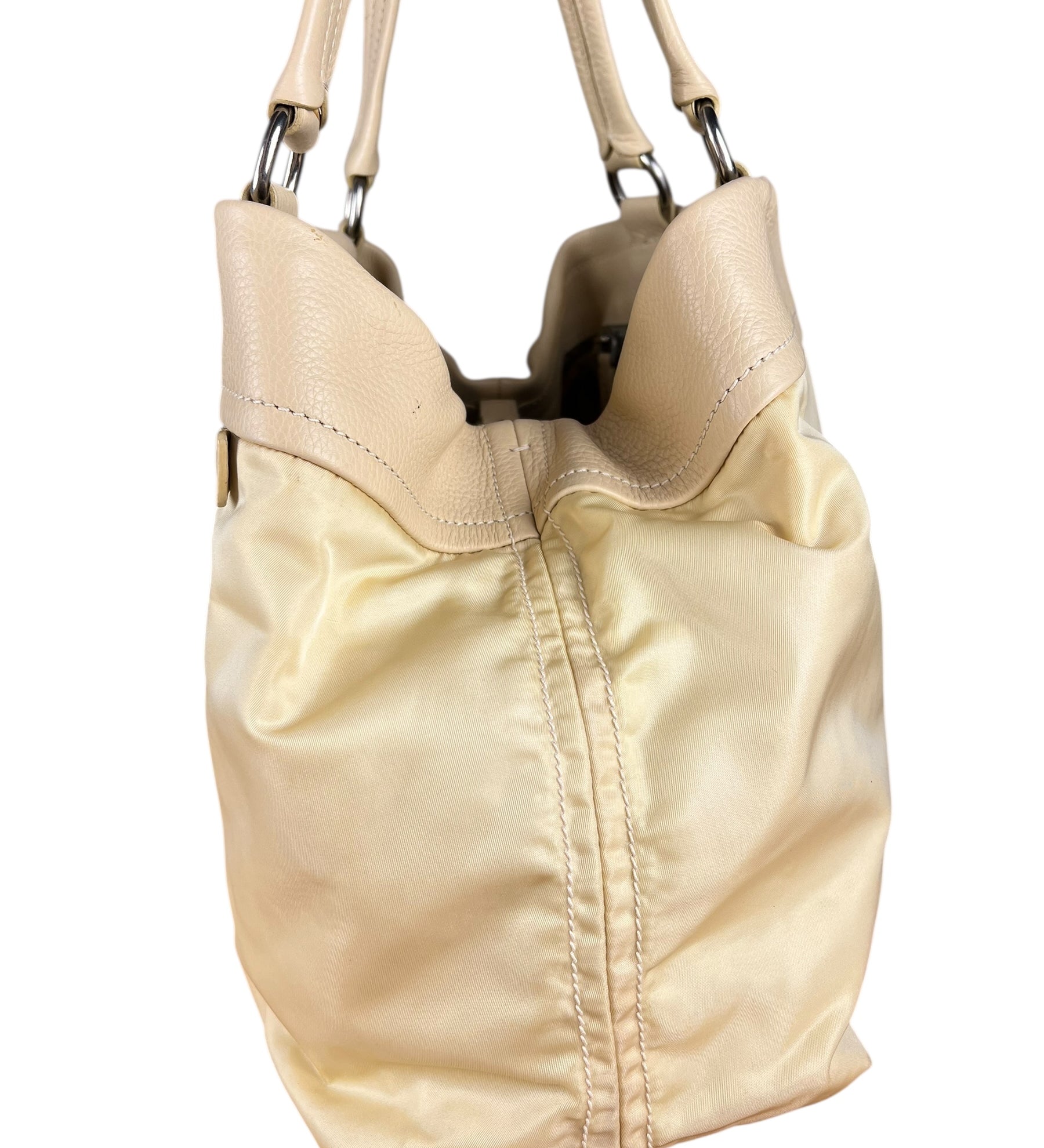 Prada Beige Nylon/Leather Shoulder Bag