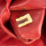 Chanel Vintage Beige/Red Leather Trim Drawstring Bucket Bag 1989
