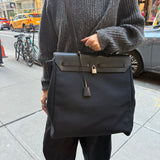 Hermes Black Toile Herbag 39 Handbag