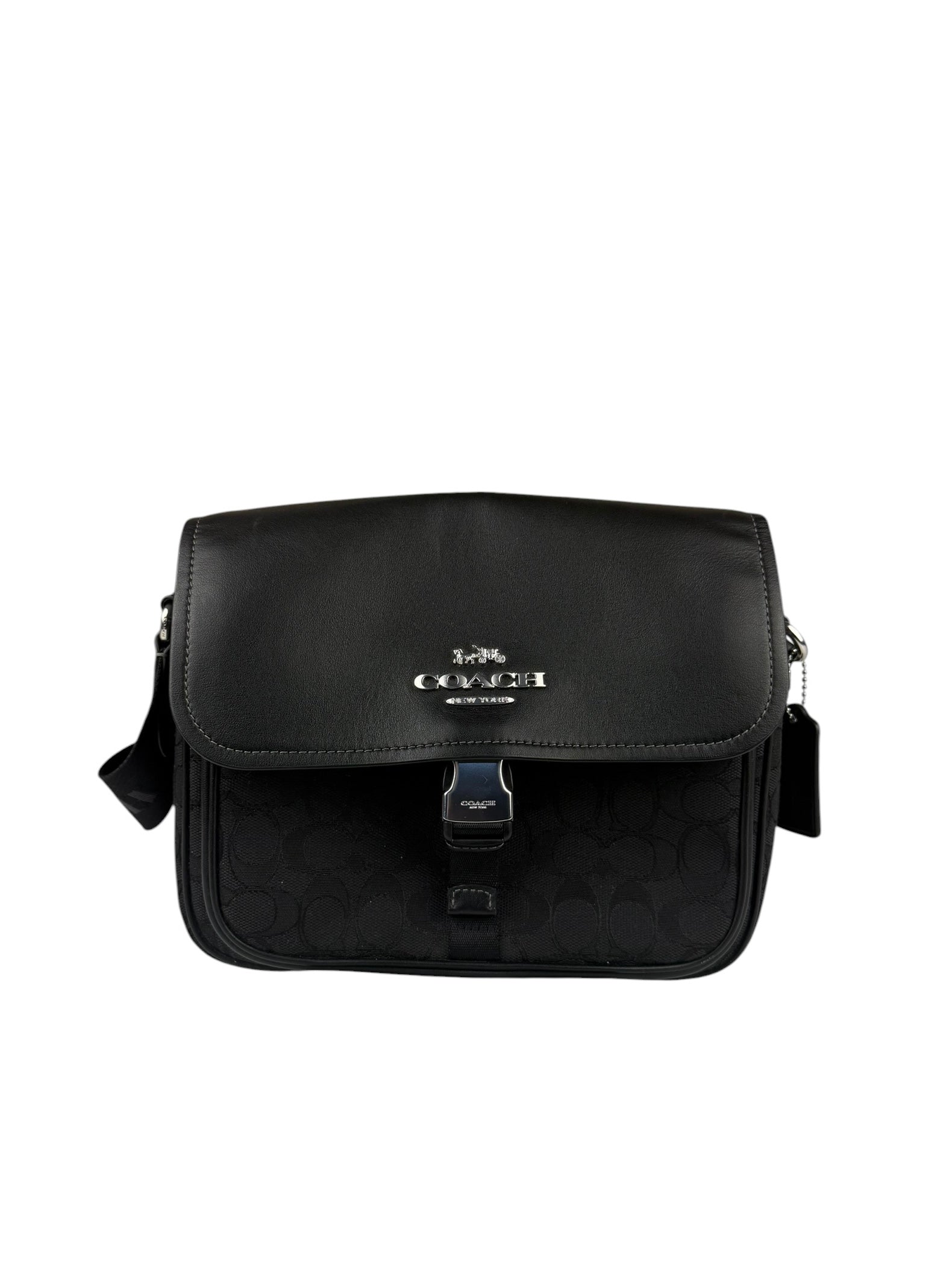 Coach Black Leather Pace Messenger Crossbody Bag
