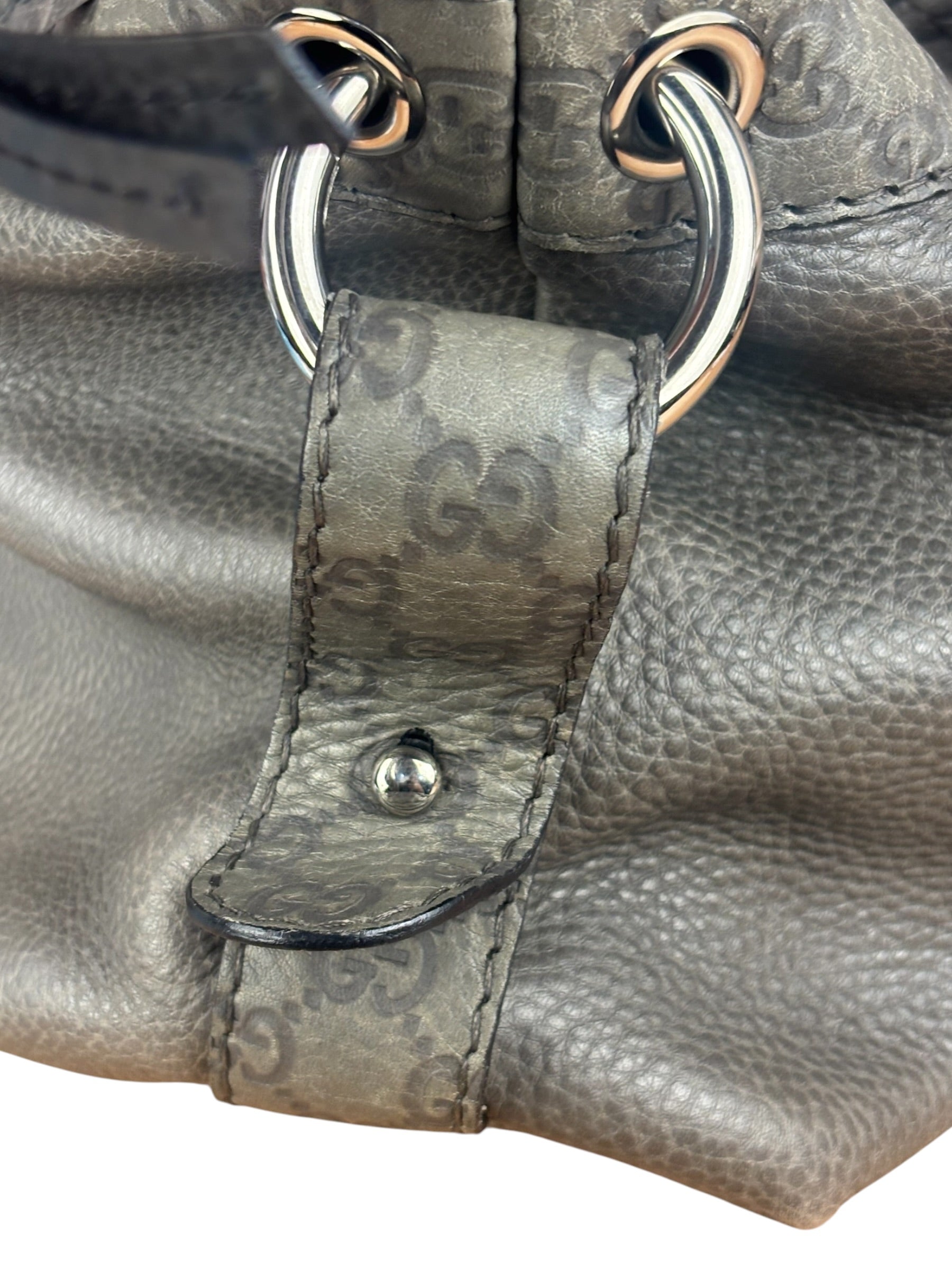 Gucci Supple Gray Bamboo Bar Medium Shoulder Bag