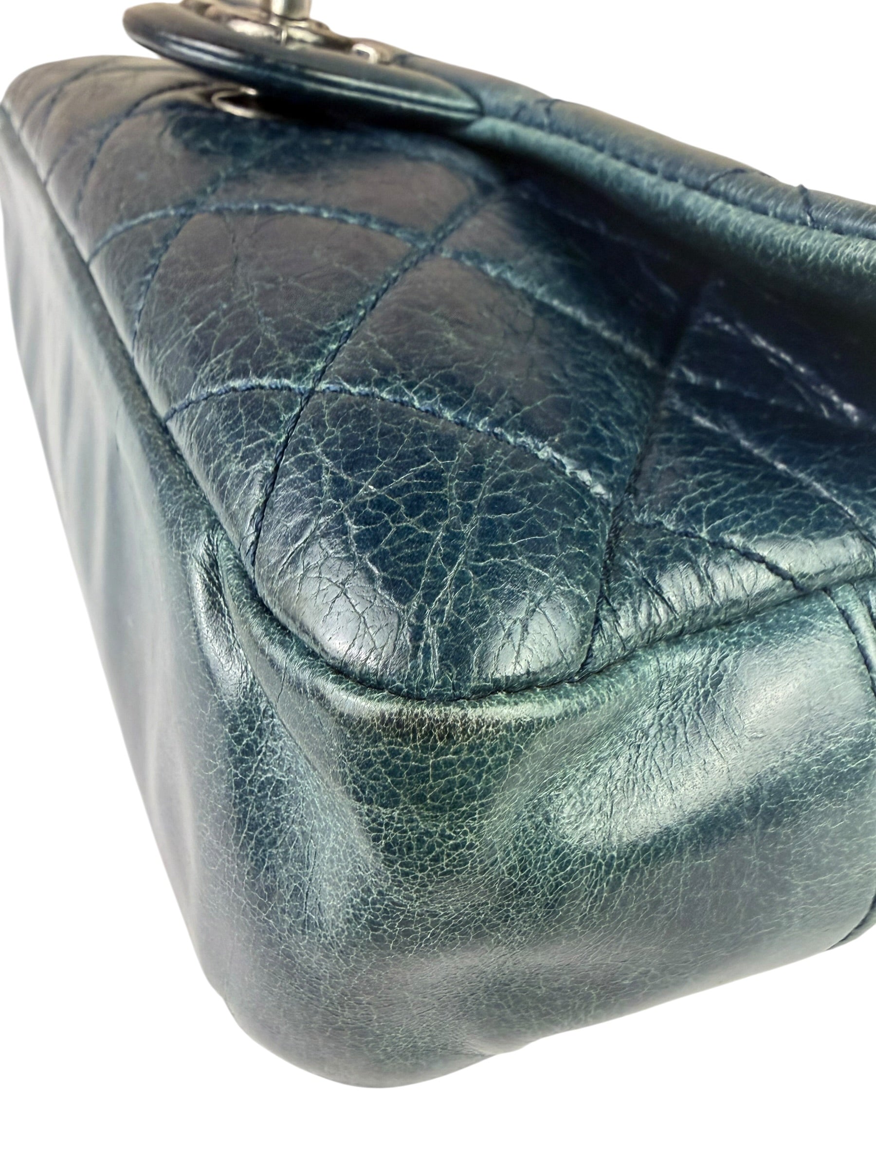 Chanel Blue Glazed Calfskin Portobello Flap Bag 2014