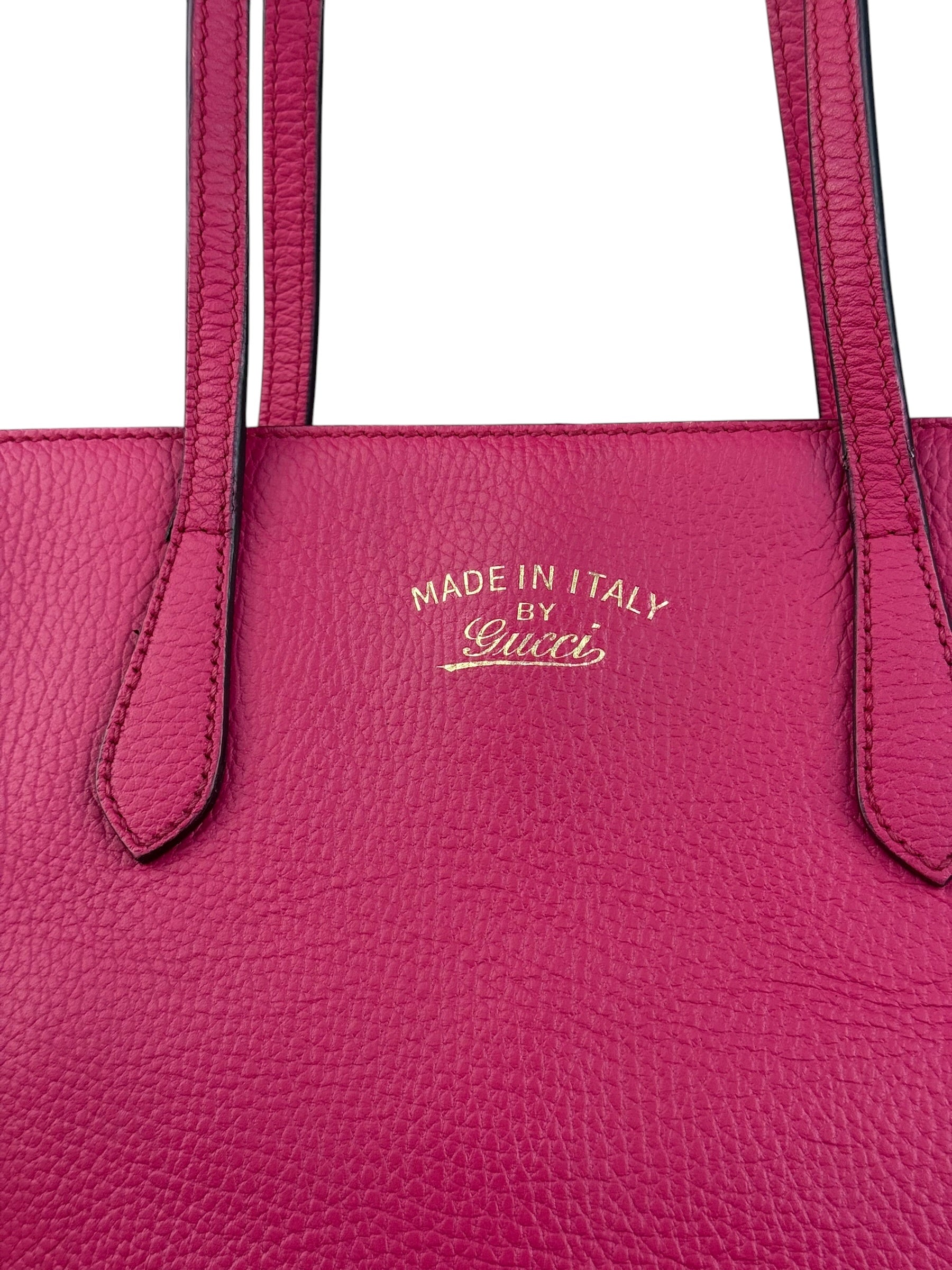 Gucci Pink Pebbled Leather Small Swing Tote