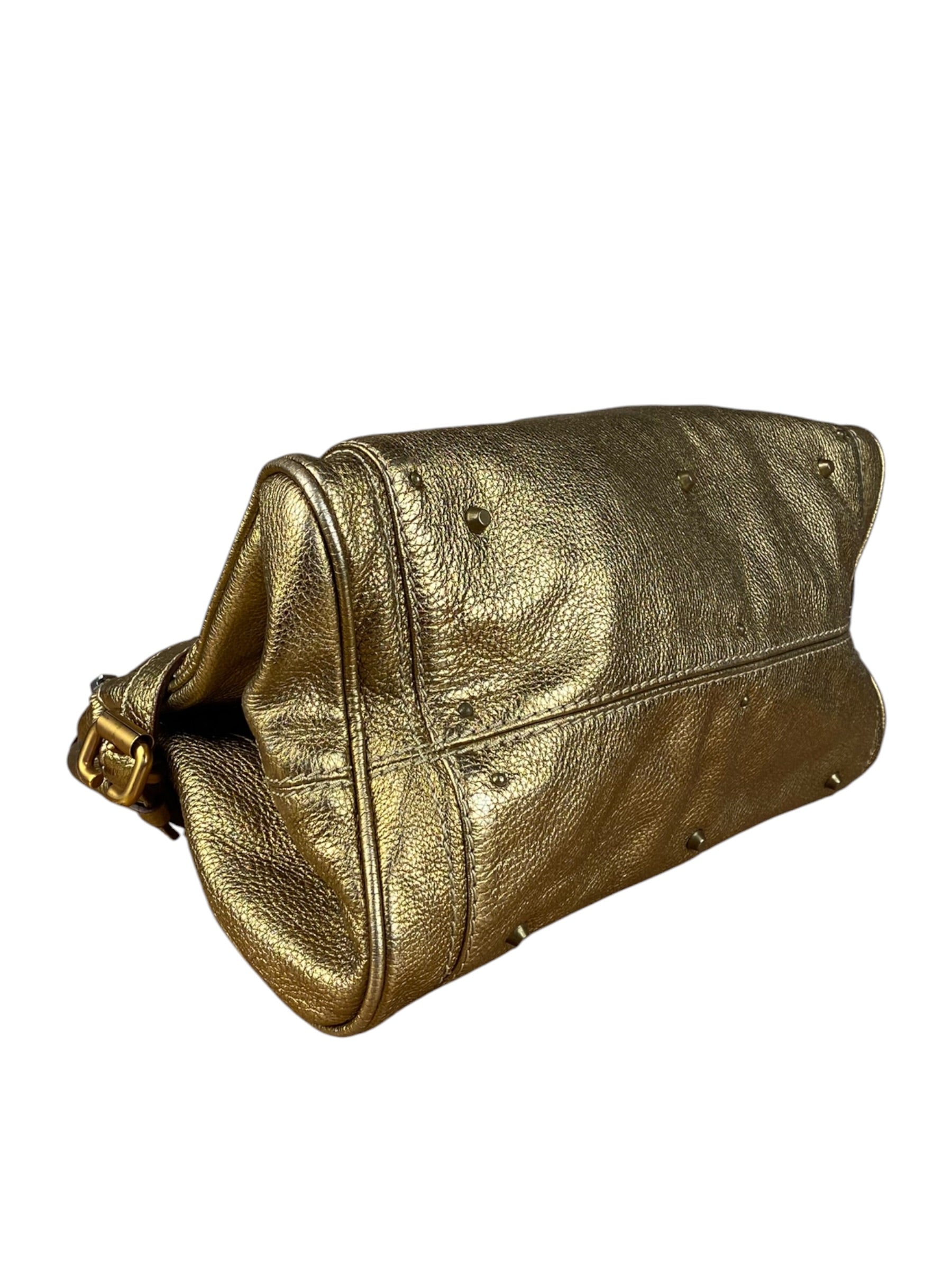 Chloé Vintage Gold Metallic Paddington Bag