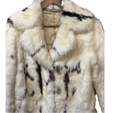 Vintage White/Brown Rabbit Fur Coat