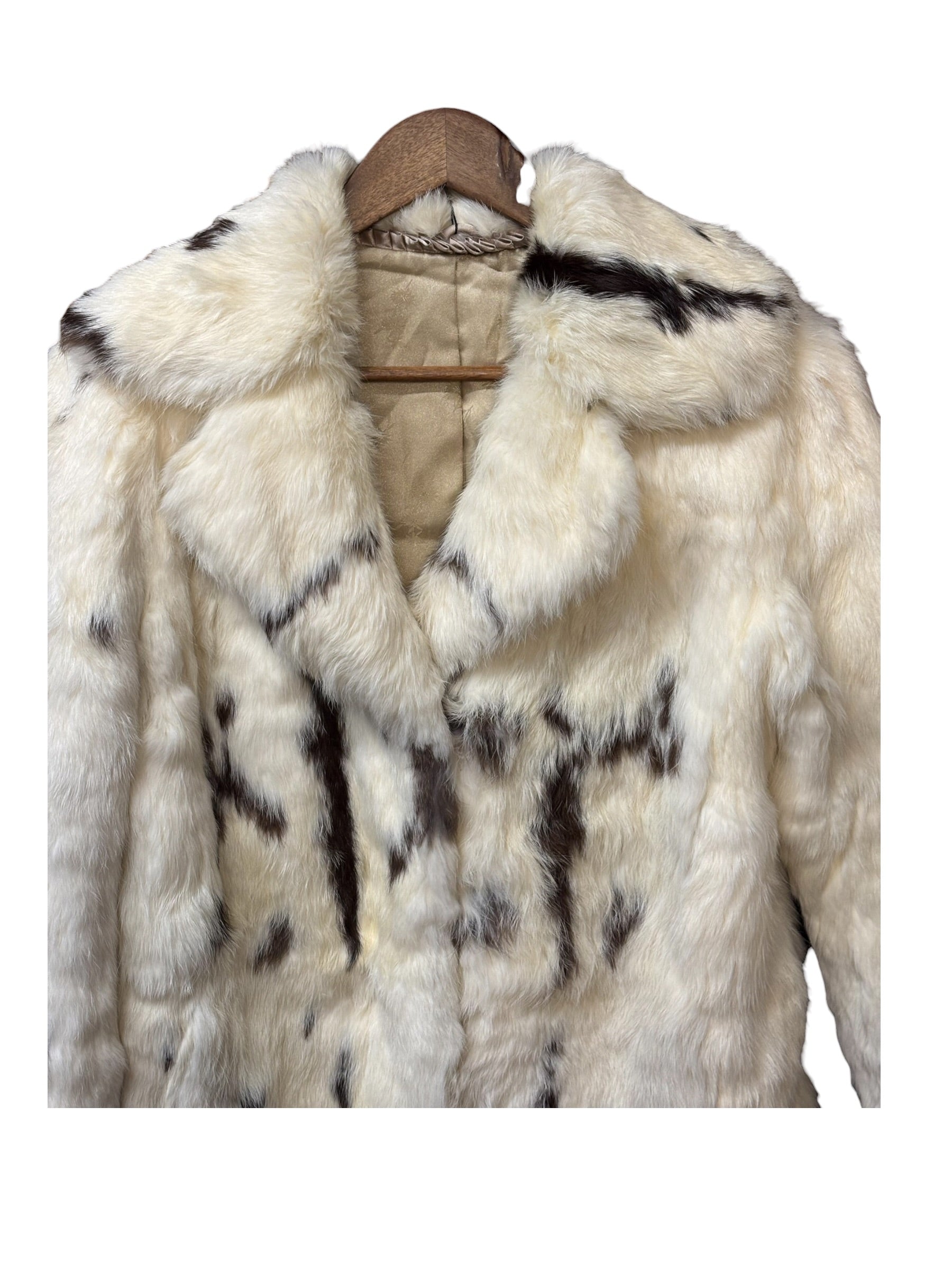 Vintage White/Brown Rabbit Fur Coat