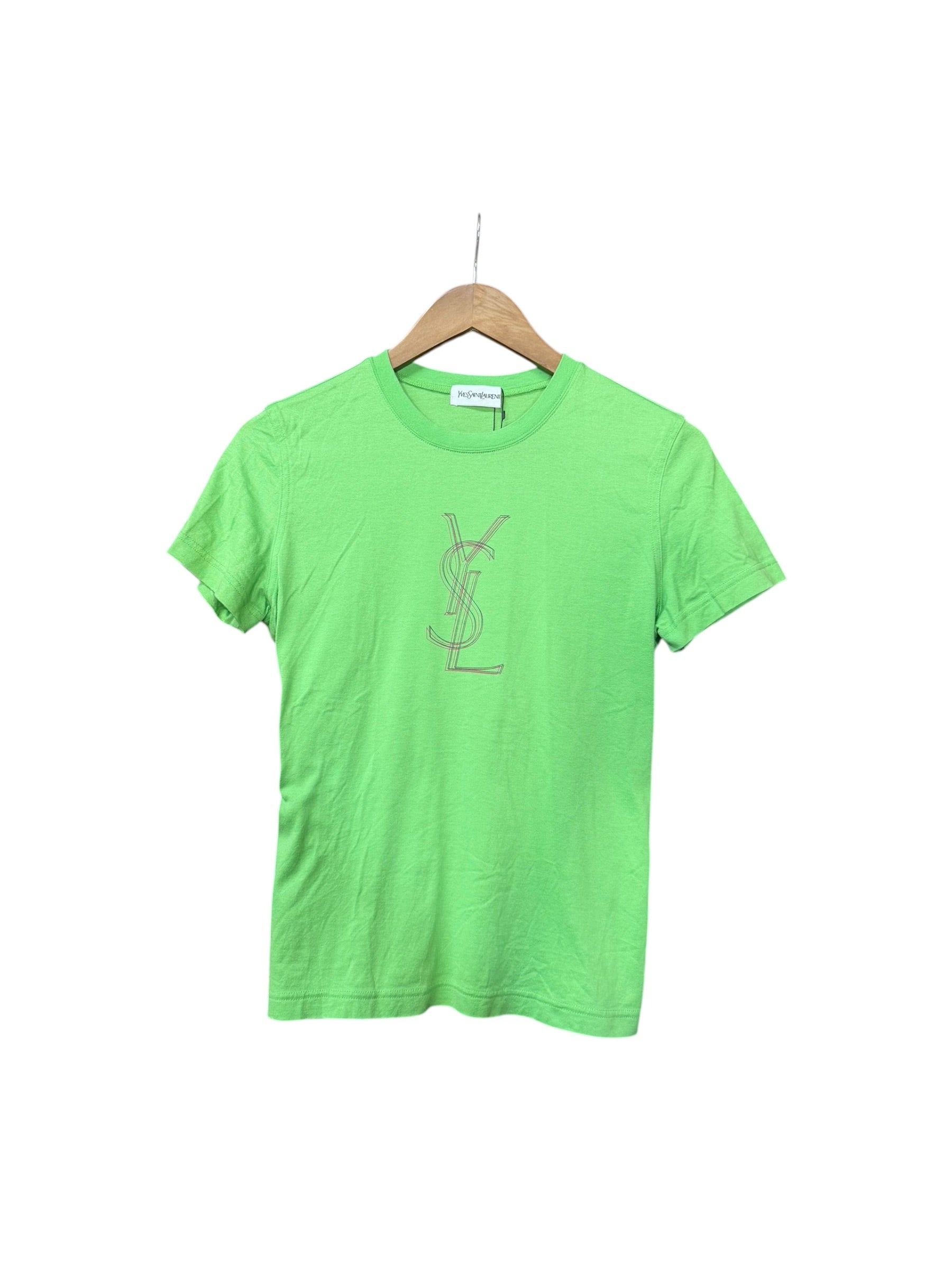 YSL Vintage Green Multi Logo Baby Tee