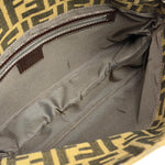 Fendi Brown Leather Trim Zucca FF Monogram Baguette