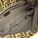 Fendi Brown Leather Trim Zucca FF Monogram Baguette