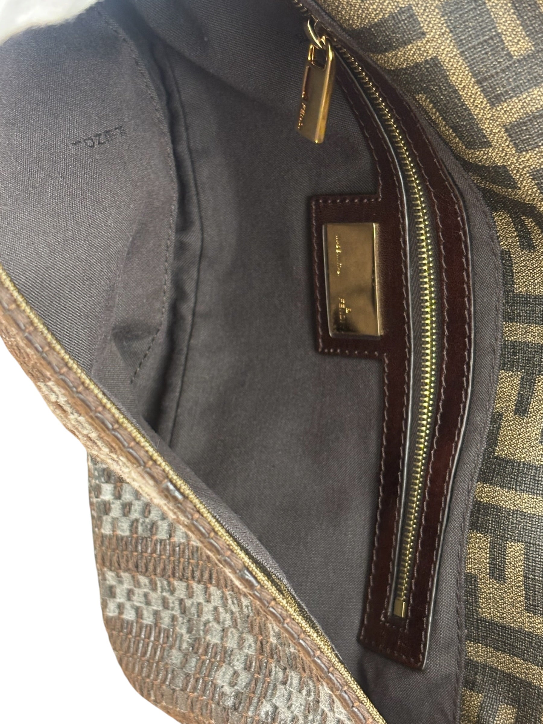 Fendi Vintage Brown/Grey Woven Baguette