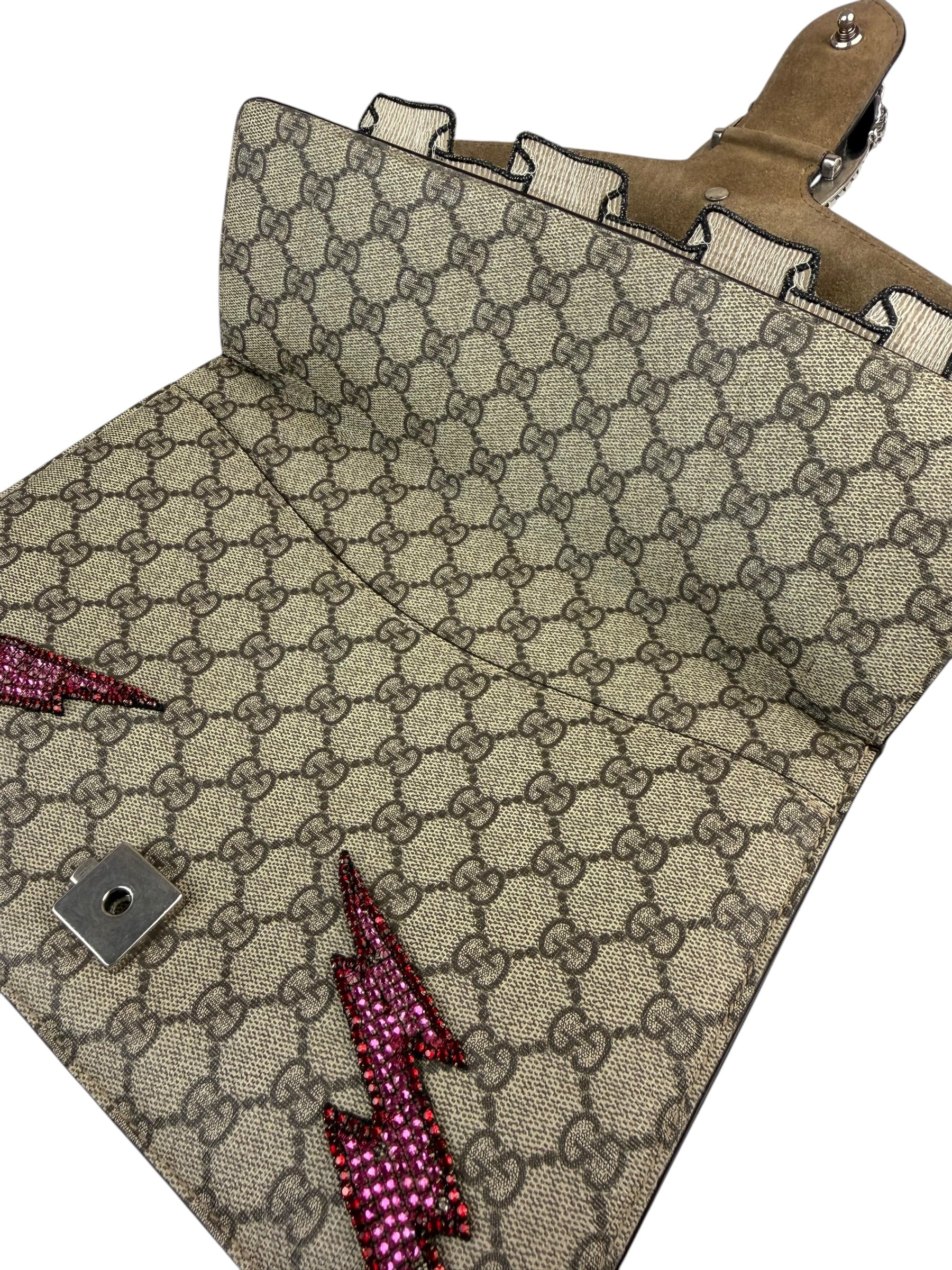 Gucci Beige GG Supreme Medium Dionysus Flap Bag