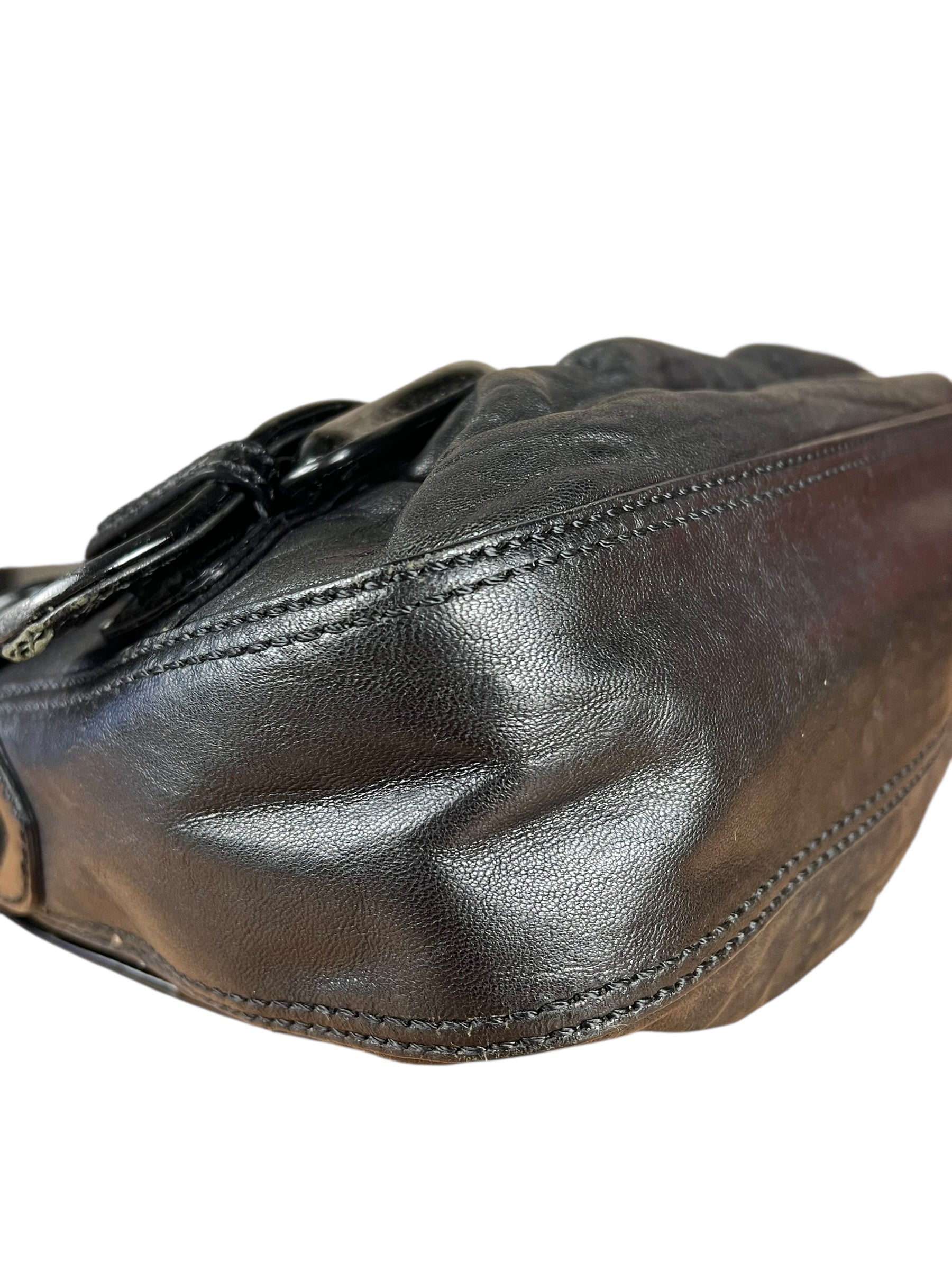 Fendi Black Patent Buckle Leather Shoulder Bag