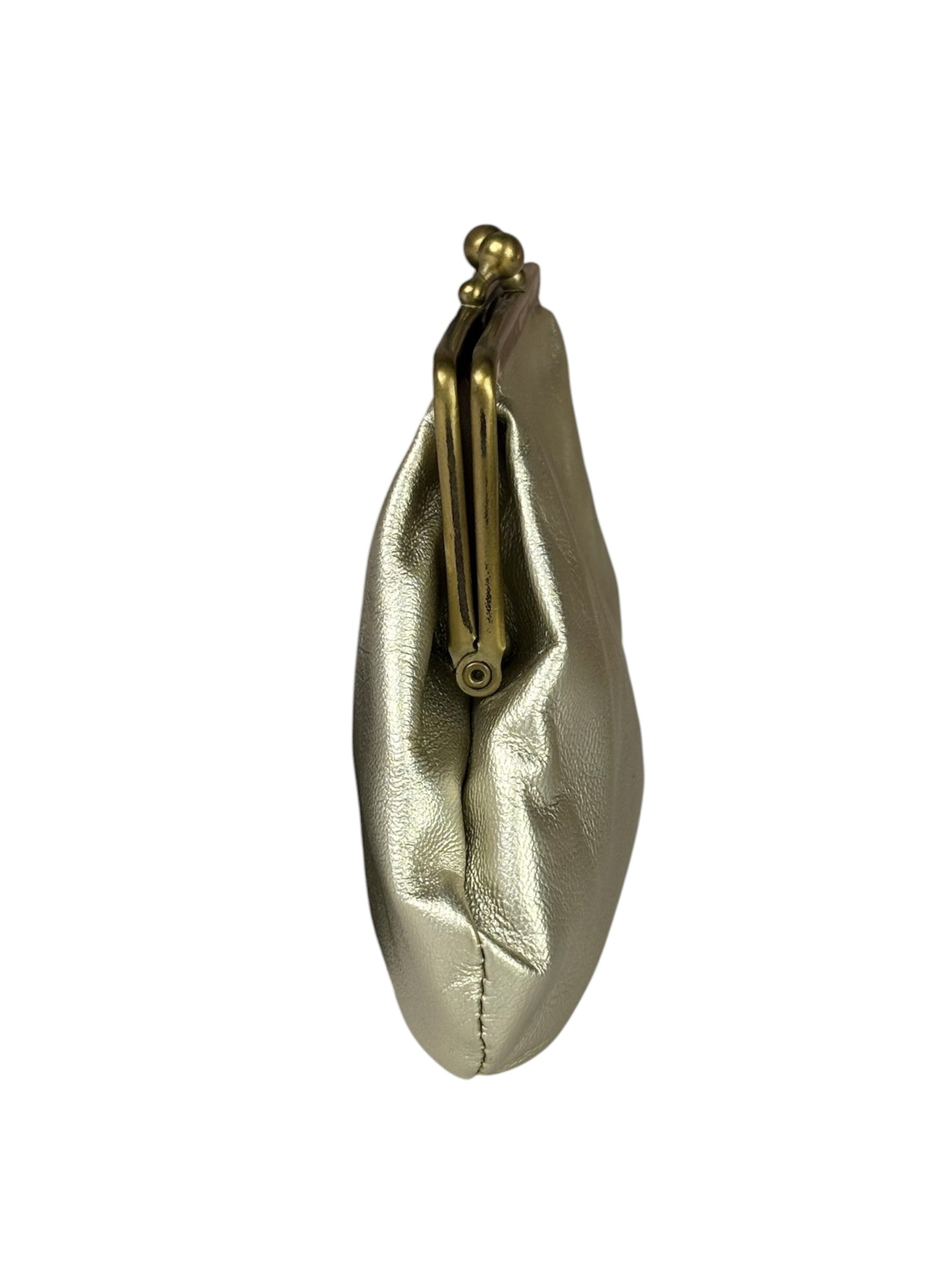 Chloe Metallic Gold Leather Frame Clutch