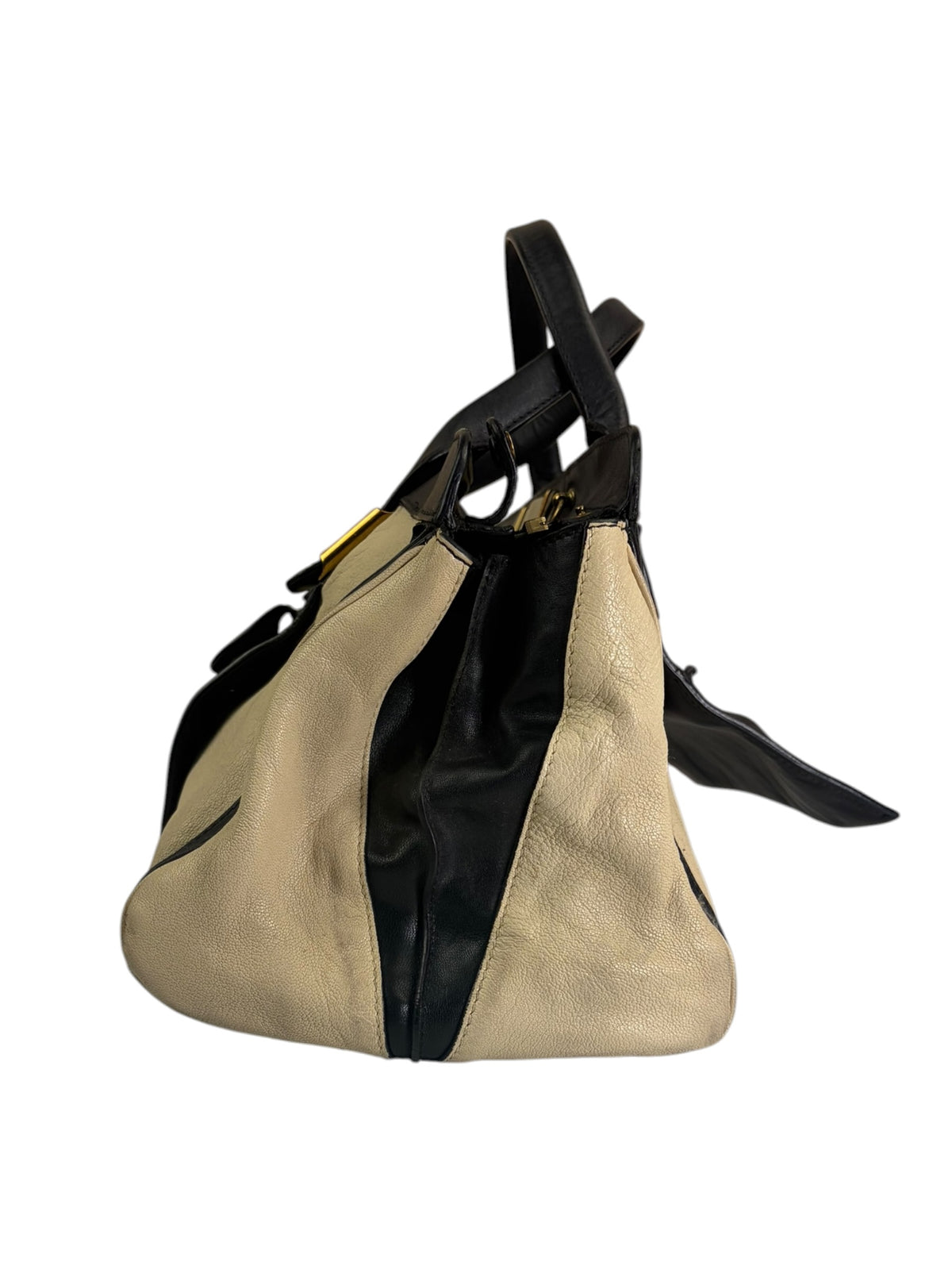 Chloe Black/Cream Leather Alice Top Handle Bag