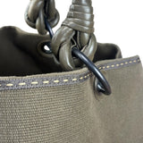 Bottega Venta Vintage Olive/Brown Canvas Large Shopper Shoulder Bag