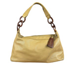 Chanel CC Vintage Beige Leather Caviar Wood Chain Hobo Bag