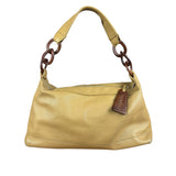 Chanel CC Vintage Beige Leather Caviar Wood Chain Hobo Bag