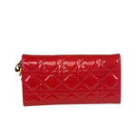Christian Dior Cannage Red Patent Leather Wallet On Chain
