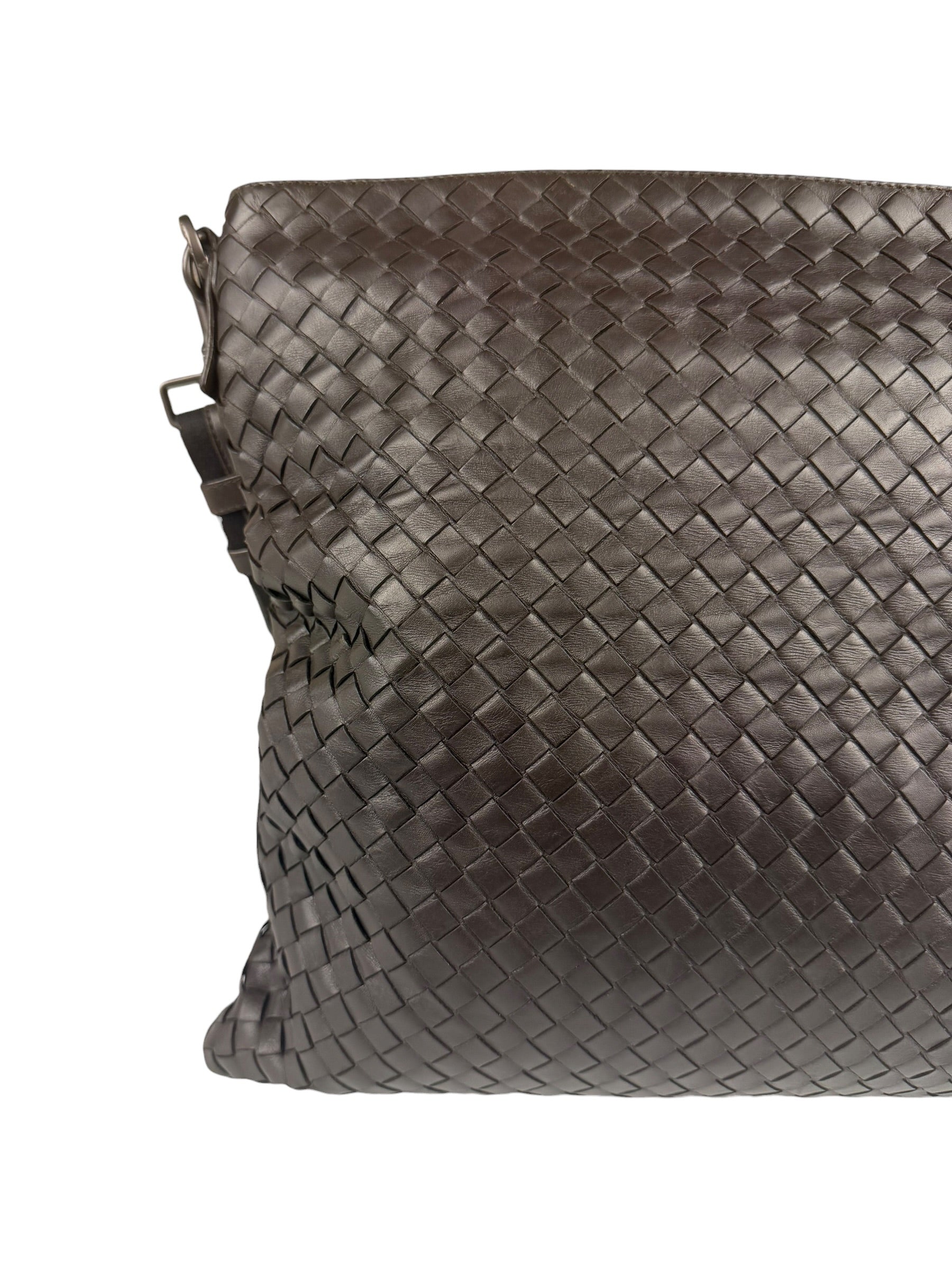 Bottega Veneta Brown Leather Woven Intrecciato Crossbody Bag