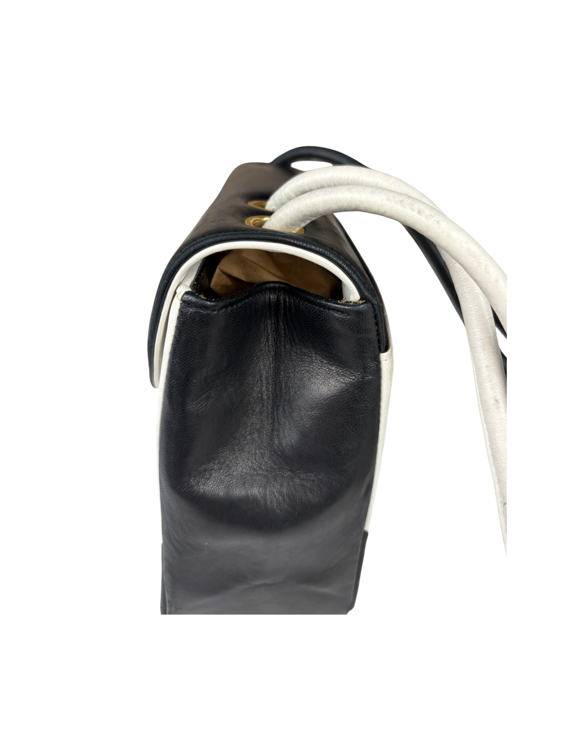 Chanel Black/White Leather Shoulder/Tote Bag 2017