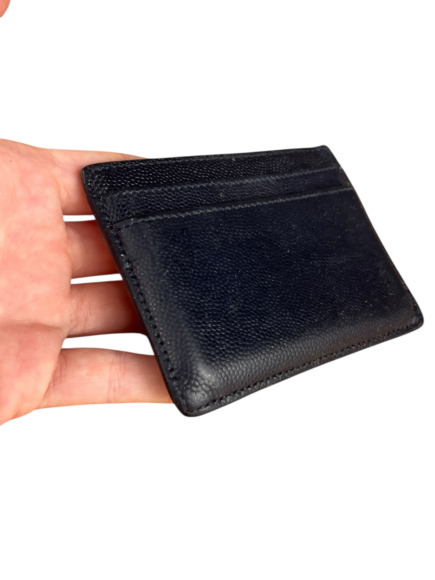 Yves Saint Laurent Leather Cardholder Navy Blue