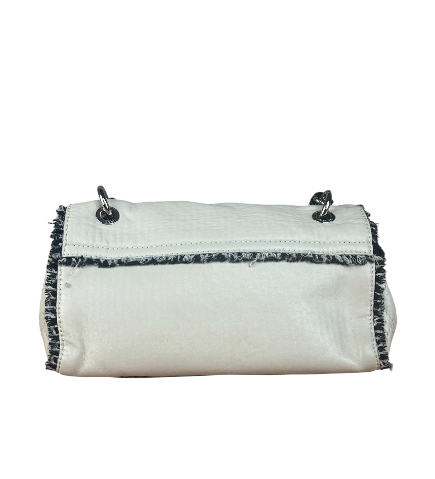 Chanel White Leather Mini Flap Shoulder Bag 1992