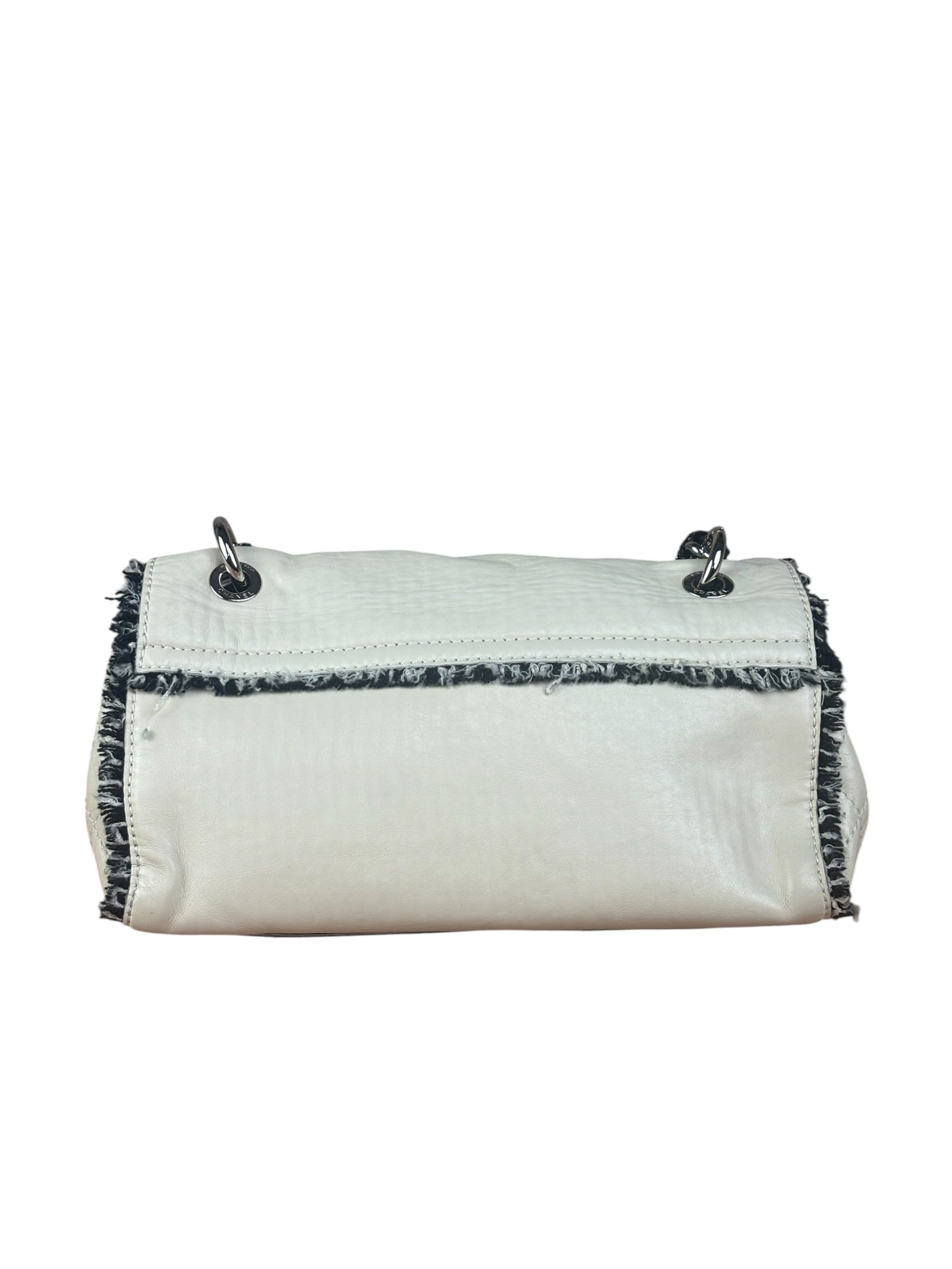 Chanel White Leather Mini Flap Shoulder Bag 1992