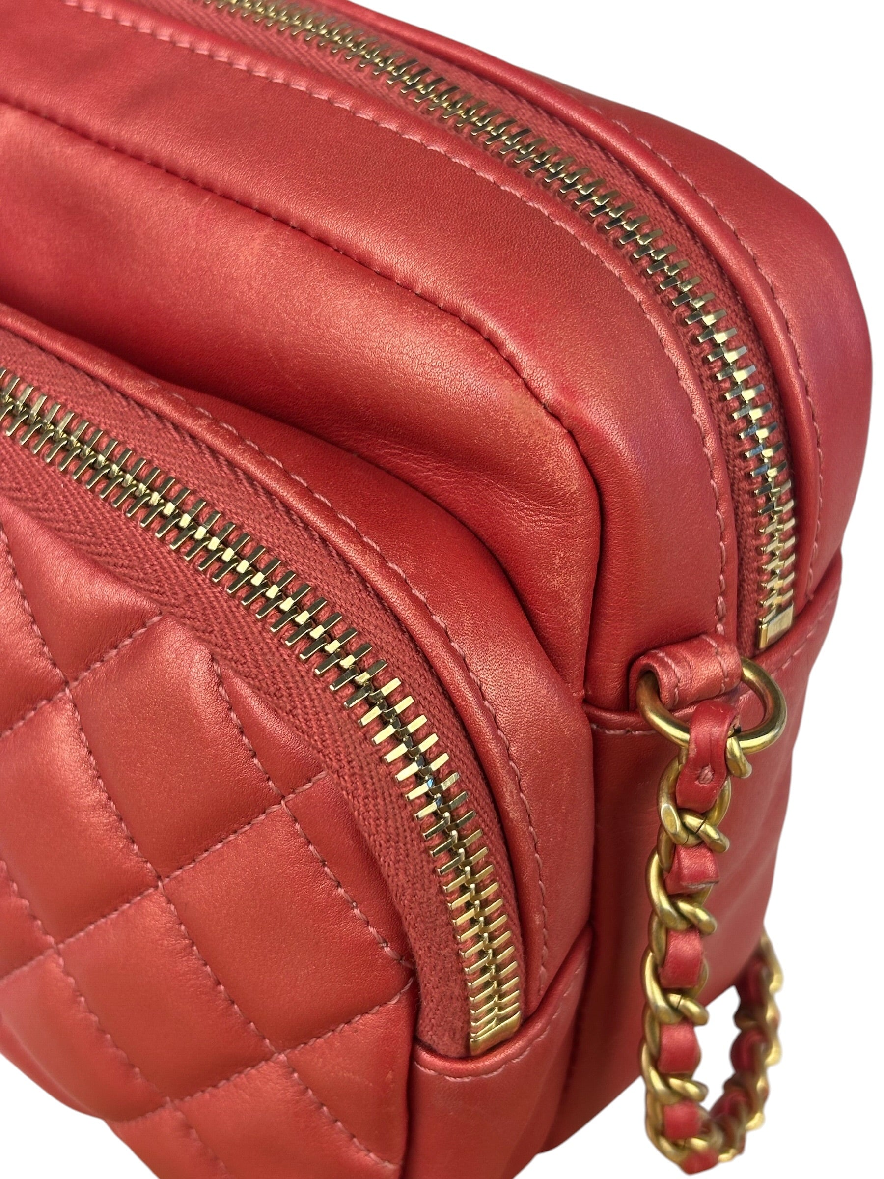 Chanel Pink Satin/Leather Trim Camera Bag 2019