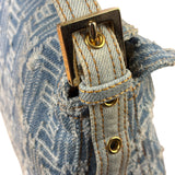 Fendi Blue Denim Zucca  Baguette
