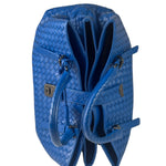 Bottega Venete Blue Lambskin Intrecciato Roma Tote