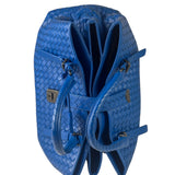 Bottega Venete Blue Lambskin Intrecciato Roma Tote