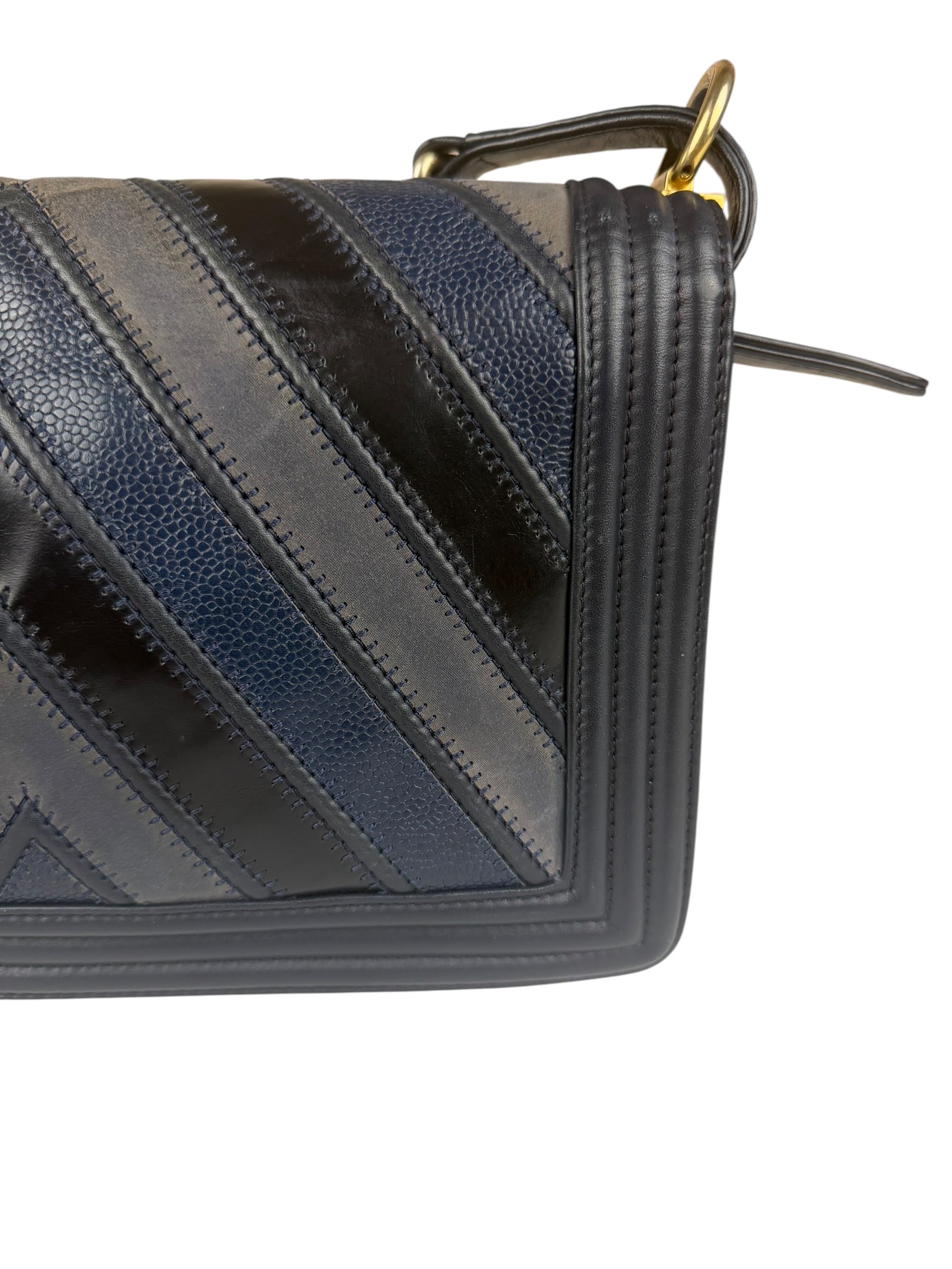 Chanel Tricolor Chevron Leather Old Medium Boy Flap 2016