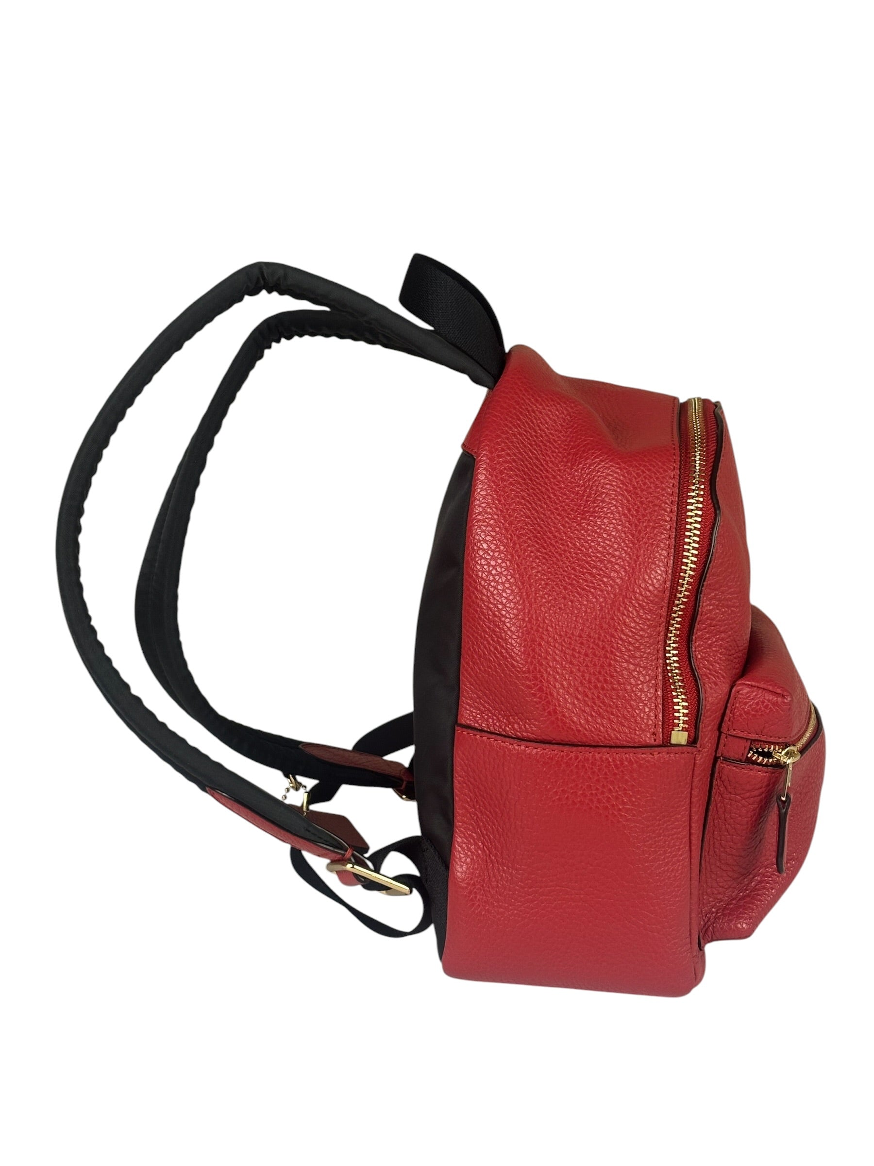 Coach Red Pebbled Mini Charlie Backpack