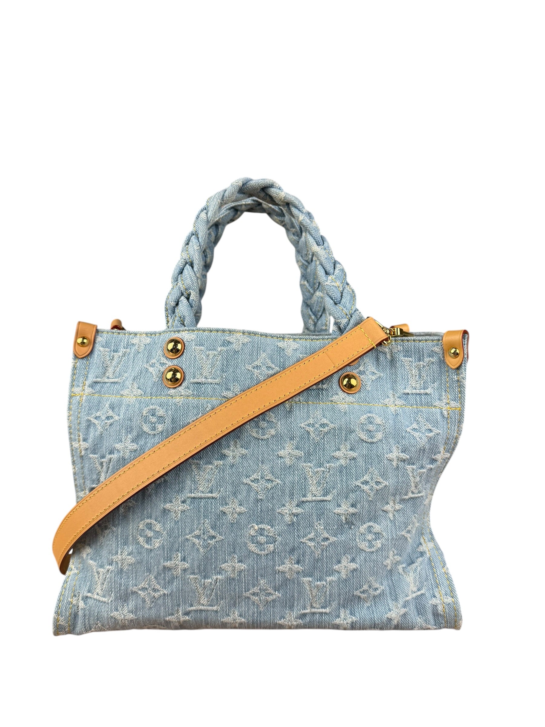 Louis Vuitton Monogram Denim Let Go PM 2Way Tote Handbag