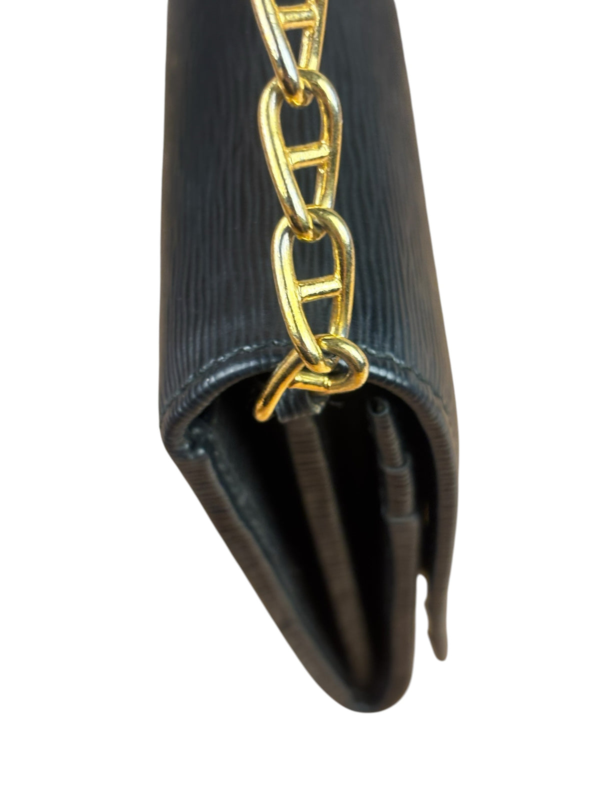 Prada Black Leather Flap Wallet On Chain