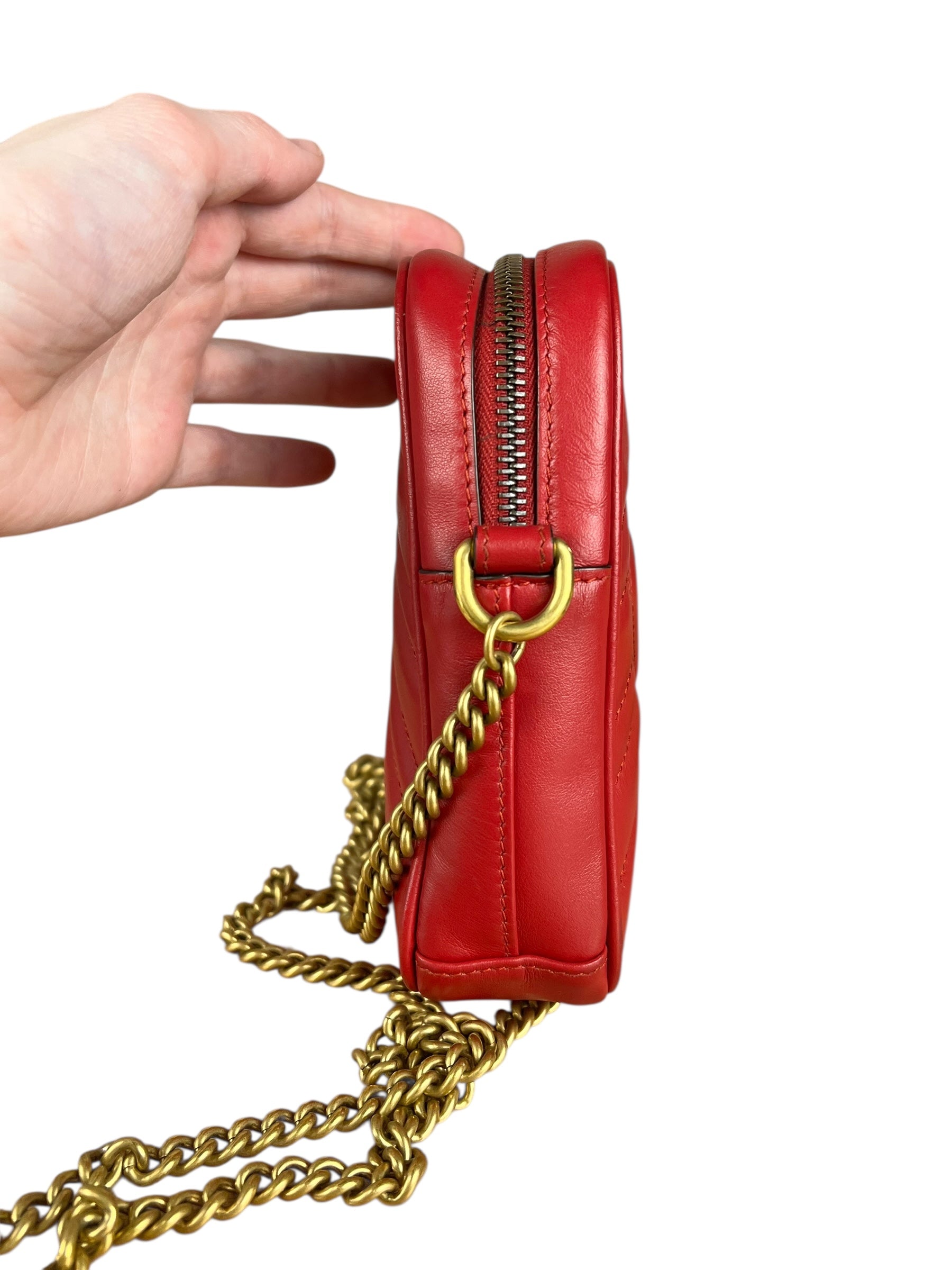 Gucci GG Marmont Vertical Phone Crossbody Bag Red