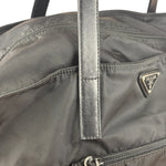 Prada Black Saffiano Leather Strap Tessuto Nylon Tote Bag