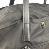 Prada Black Saffiano Leather Strap Tessuto Nylon Tote Bag