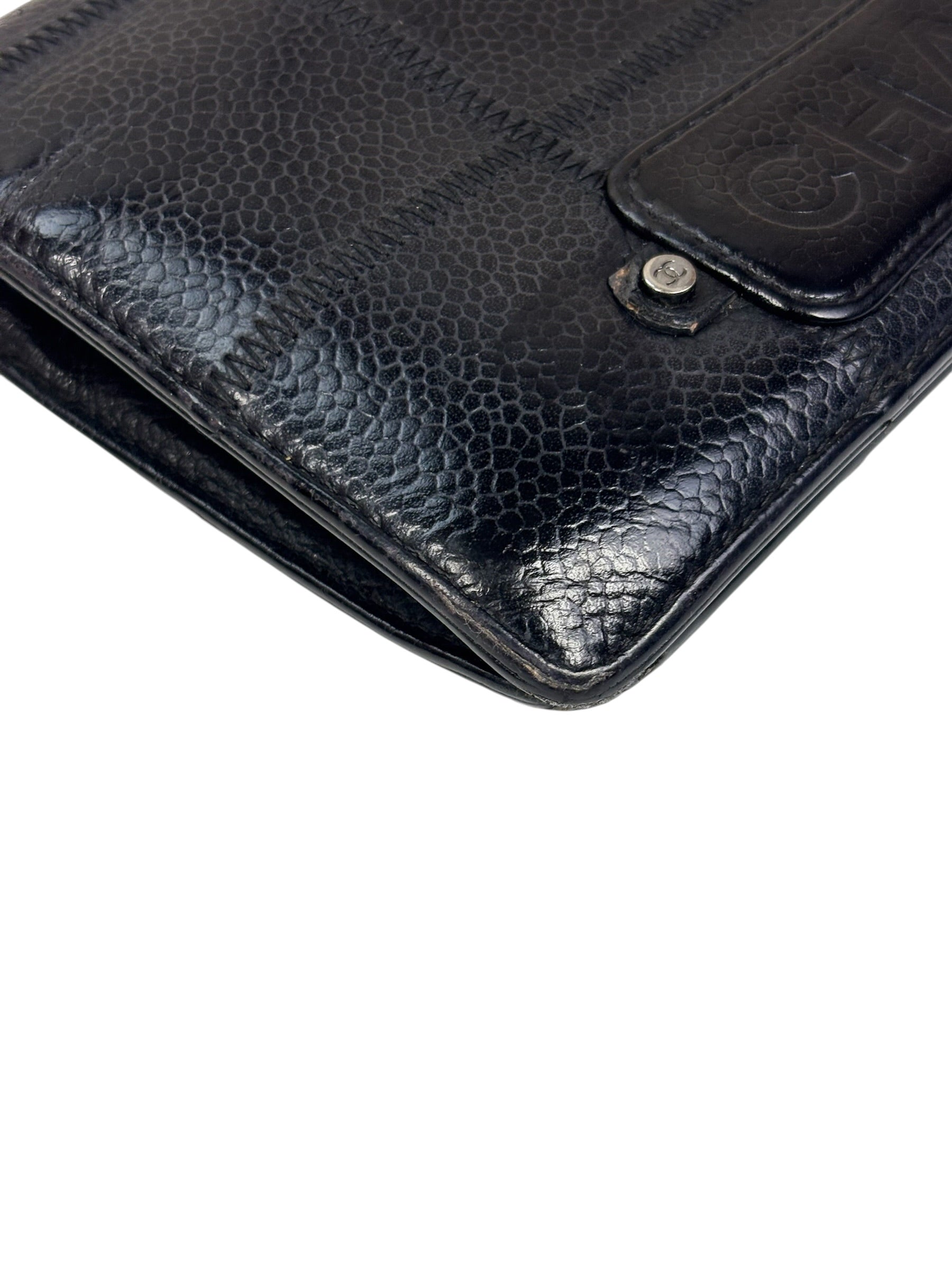 Chanel Black Caviar Chocolate Bar Bi-Fold Long Wallet 2005