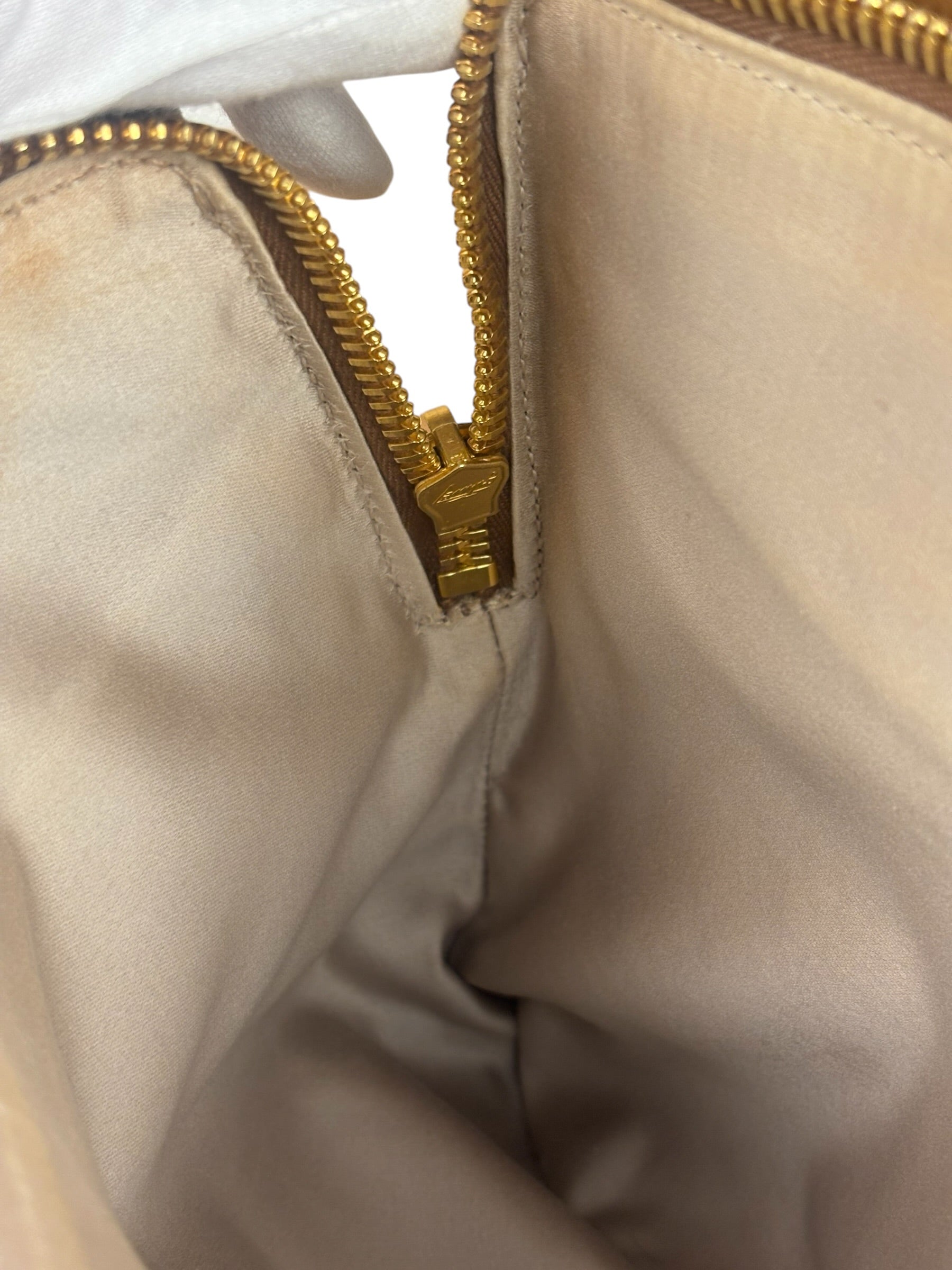Miu Miu Beige/Brown Bicolor Leather Madras Handbag