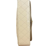 Chanel Beige Quilted CC Vintage Double Flap Bag 90s