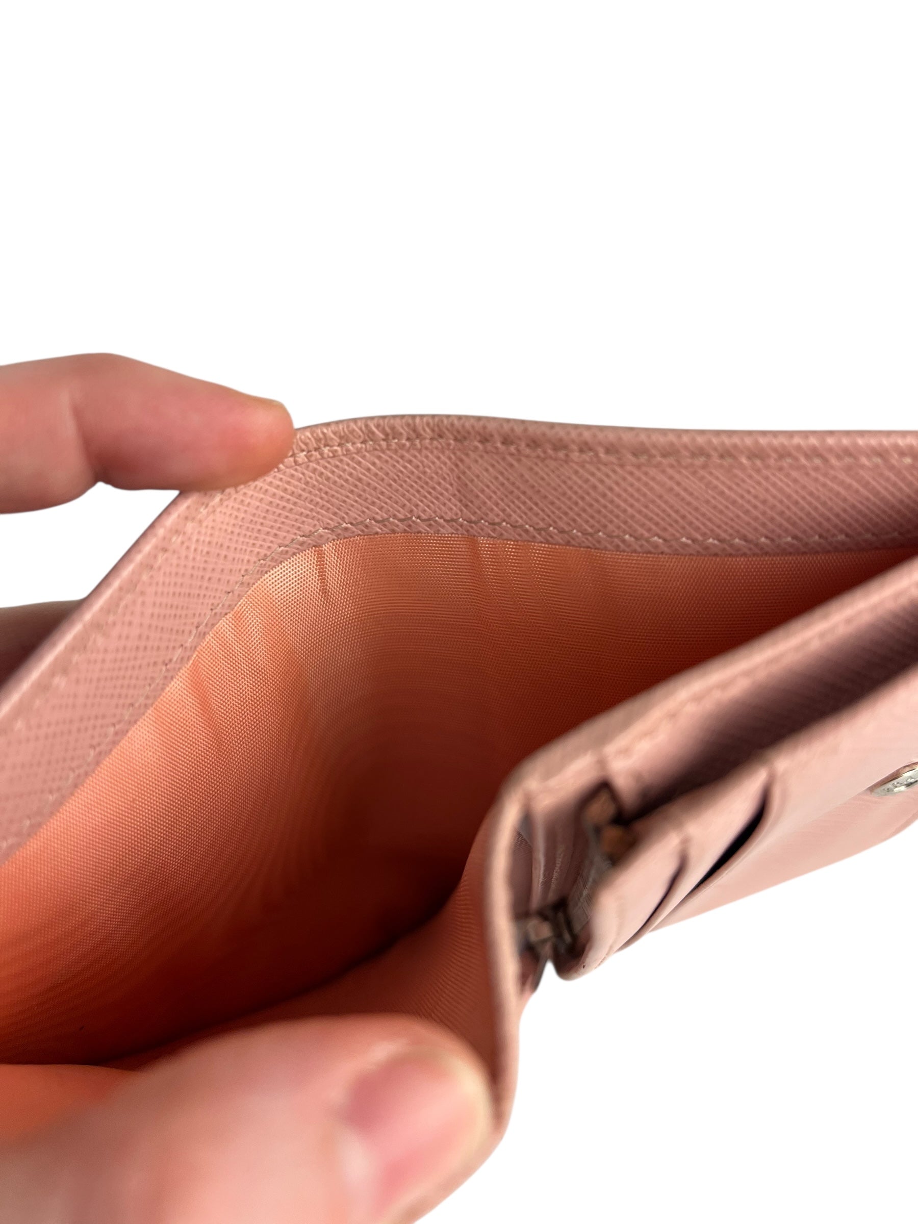 Prada Pink Saffiano Leather Compact Wallet