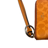 Coach Orange Leather Corner Zip Wristlet