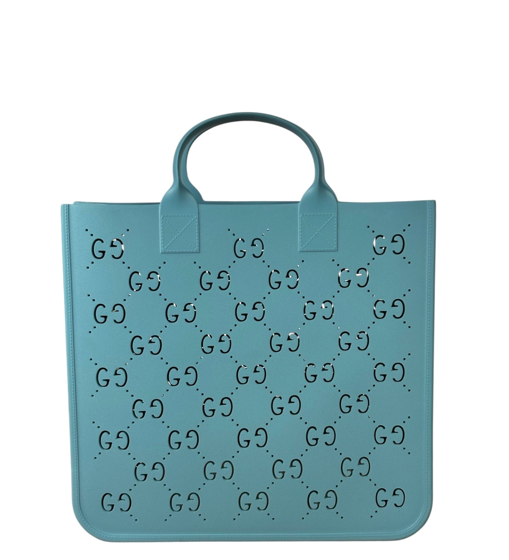 Gucci Dusty Azure Perforated Rubber Tote