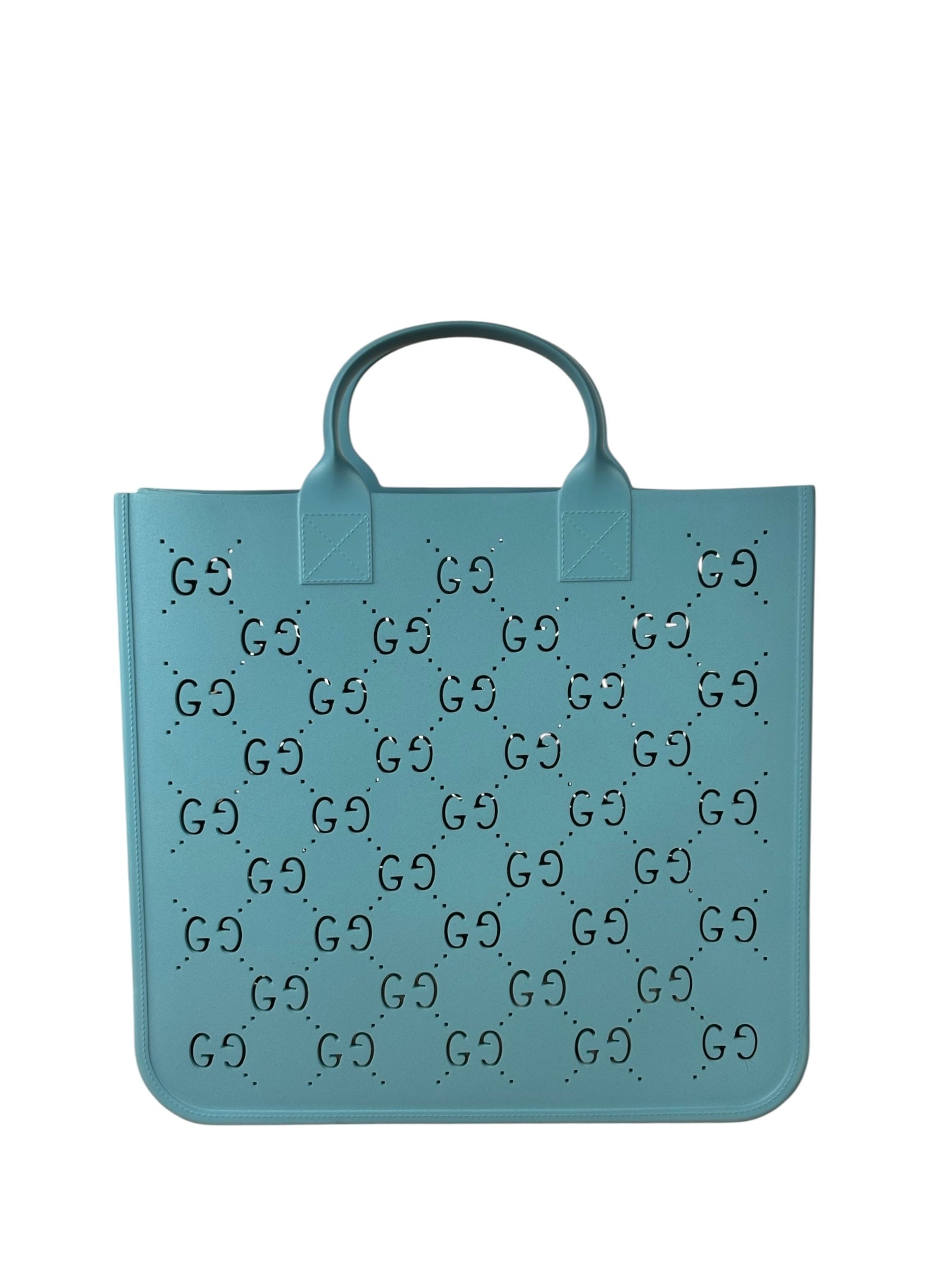 Gucci Dusty Azure Perforated Rubber Tote