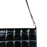 Chanel Black Patent Chocolate Bar Quilted Flap Shoulder Bag 2001